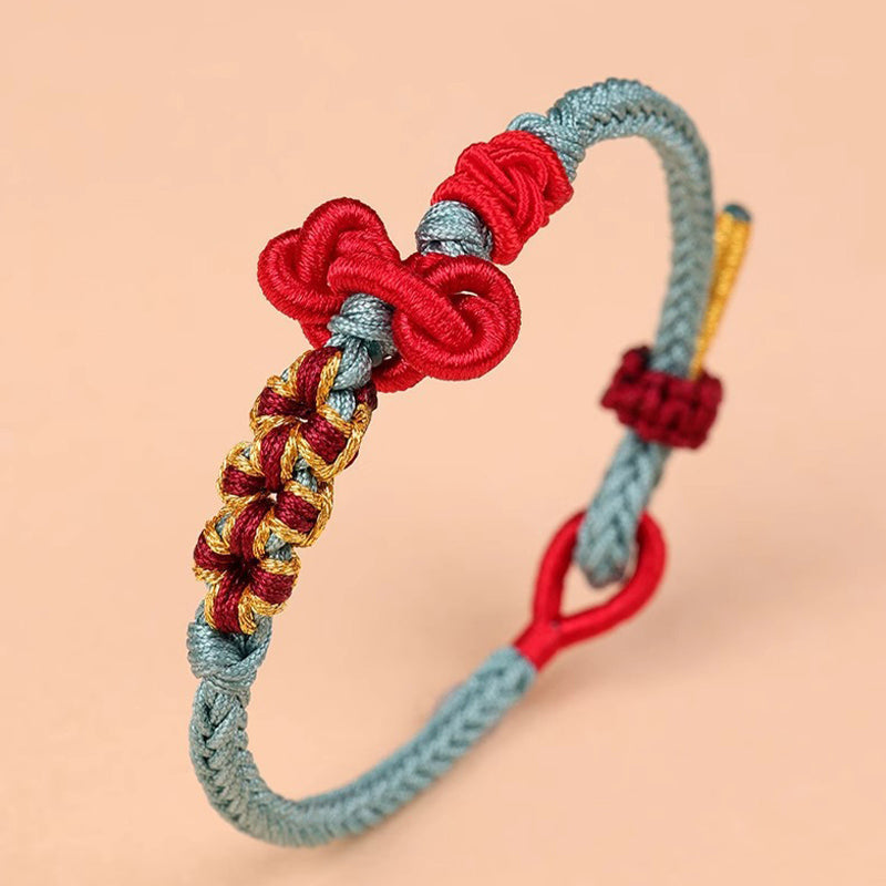 Hand-Braided Wenchang Endless Knot Red String Cord Bracelet