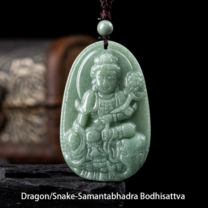 Chinese Zodiac Natal Buddha Natural Jade Wealth Prosperity Necklace Pendant (Extra 30% Off | USE CODE: FS30)