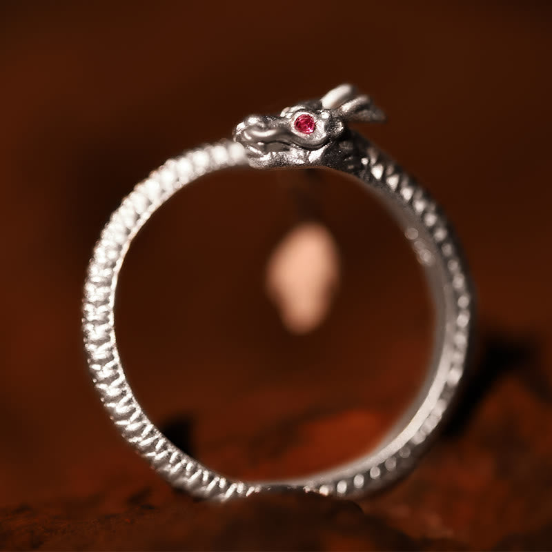 Vintage Sterling Silver Adjustable Dragon Motif Statement Ring