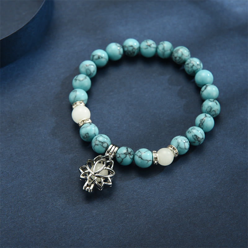 Tibetan Turquoise Glowstone Luminous Bead Lotus Protection Bracelet