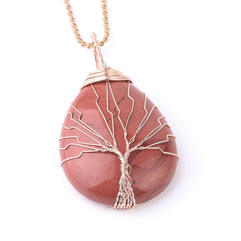 Natural Quartz Crystal Tree Of Life Healing Energy Necklace Pendant