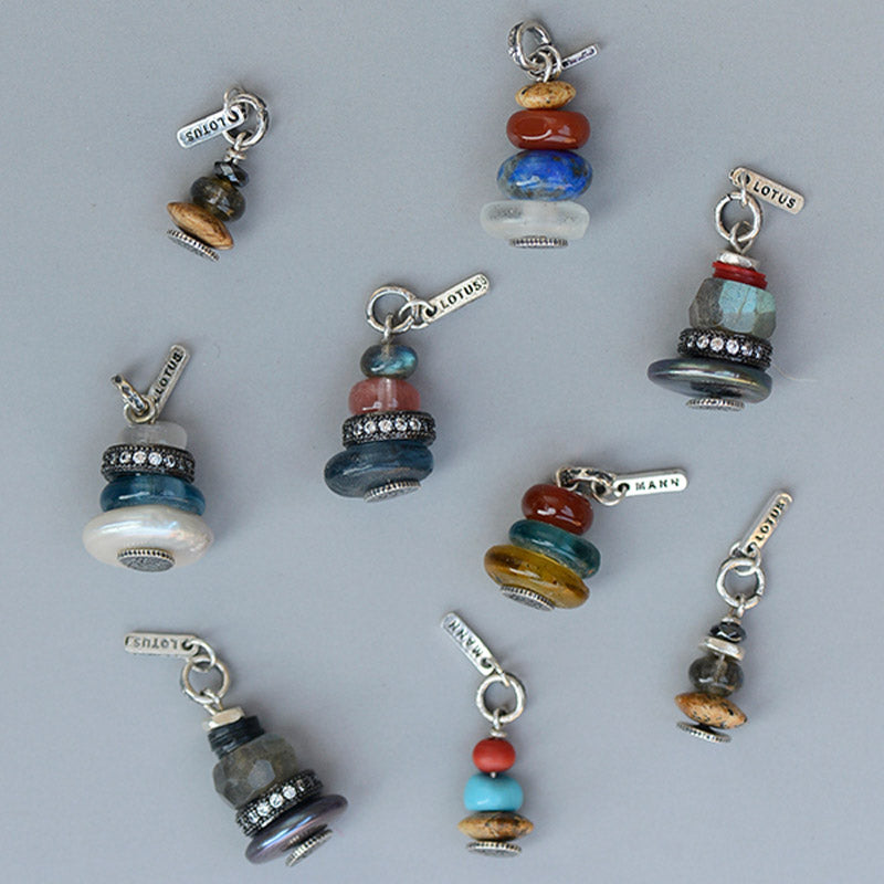 Zen Cairn Labradorite Various Crystals Calm Pendant Necklace