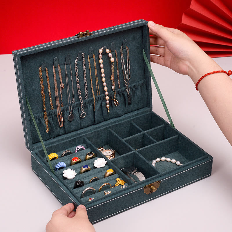 Minimalist Single Layer Flannel Jewelry Organizer with Secure Lock