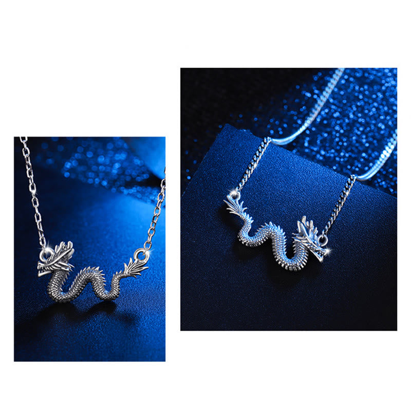 925 Sterling Silver Year Of The Dragon Auspicious Dragon Protection Chain Necklace Pendant