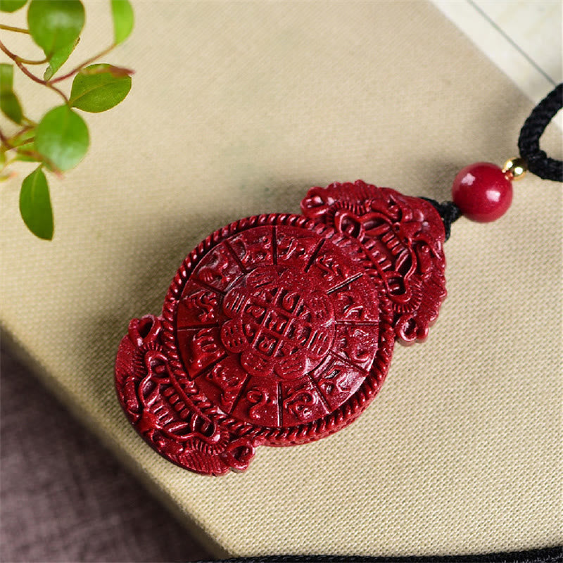 Laughing Buddha Yin Yang Chinese Zodiac Gourd Natural Cinnabar Blessing Necklace Pendant