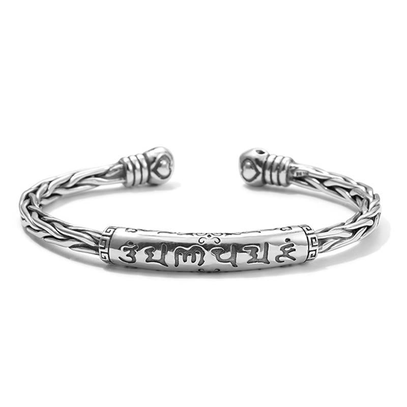 Tibet Om Mani Padme Hum Engraved Focus Cuff Bracelet Bangle