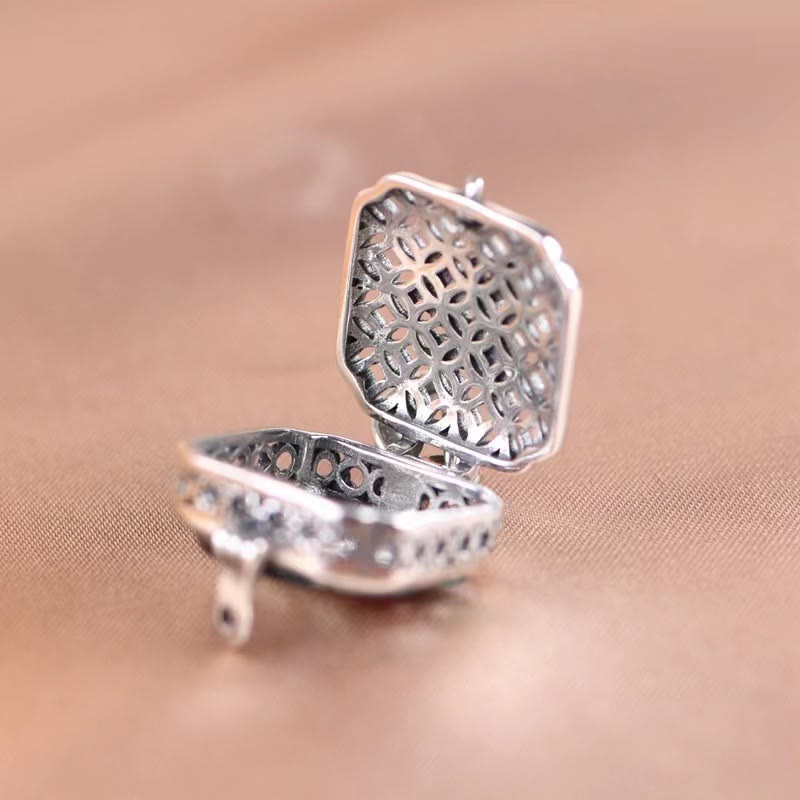 Koi Fish Lotus Copper Coins Luck Ghau Prayer Box Necklace Pendant