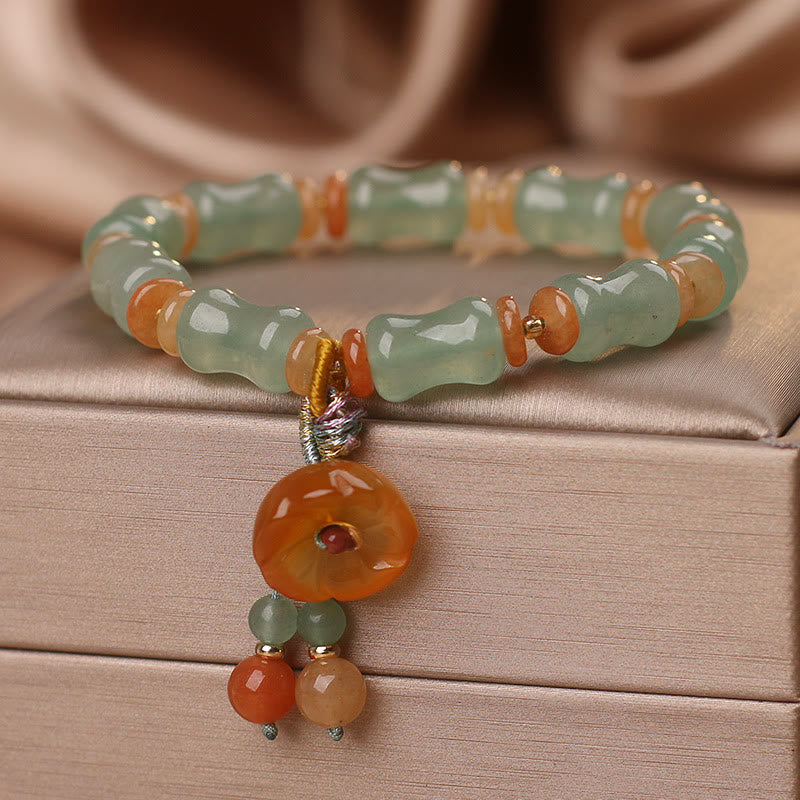 Natural Jade Bamboo Flower Pattern Luck Bracelet