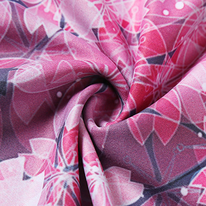 Breathable Sakura Print Mindful Movement Yoga Capri Pants