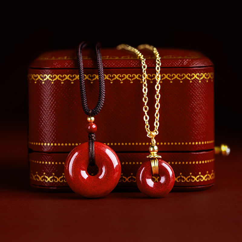 Cinnabar Peace Buckle Calm Blessing Necklace Pendant (Extra 35% Off | USE CODE: FS35)