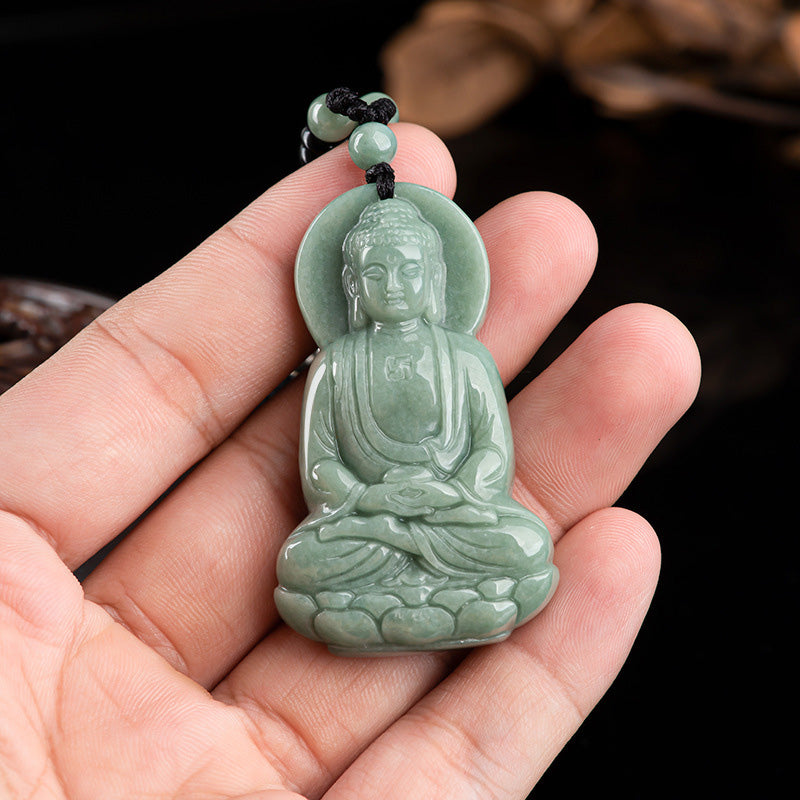 Amitabha Buddha Jade Amulet Compassion String Necklace