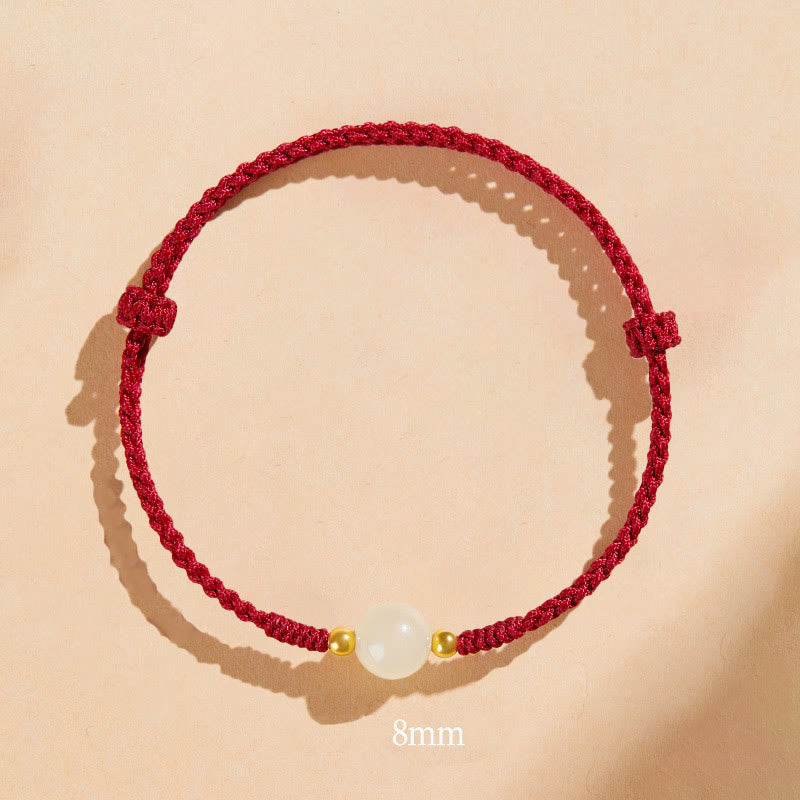 Handcrafted Round Jade Lucky Bead Prosperity Braided Bracelet