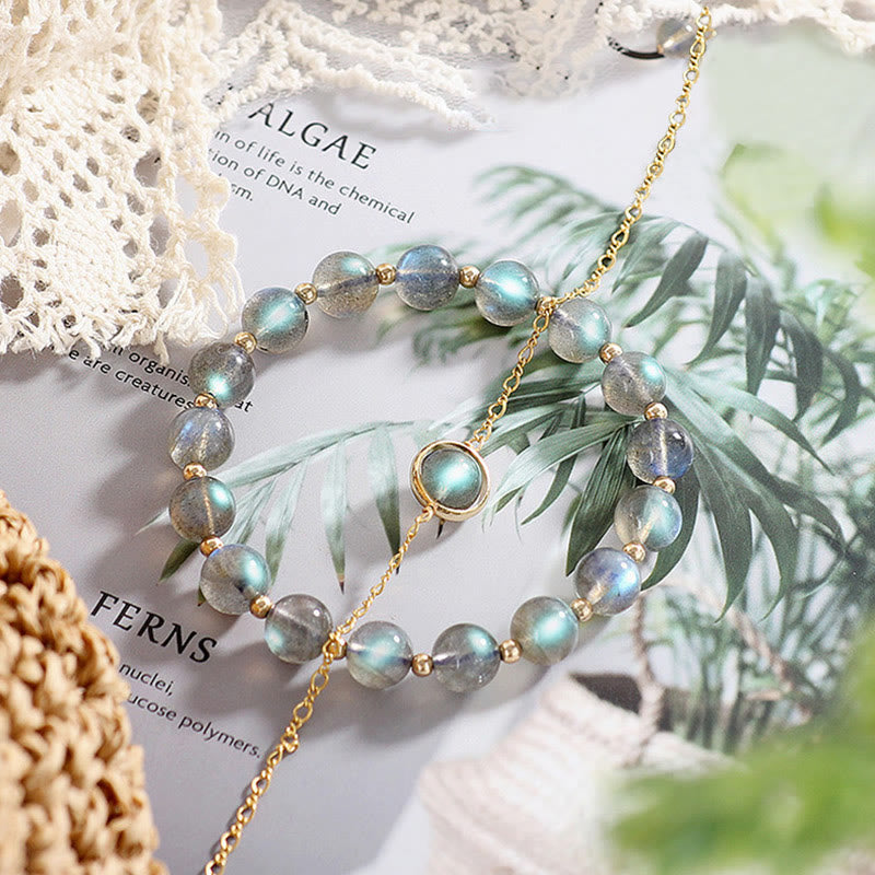 14k Gold Plated Natural Moonstone Healing Love Bracelet