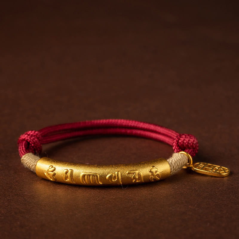 999 Sterling Silver Tibet Handmade Om Mani Padme Hum Fu Character TopRank Character Luck Braided Bracelet