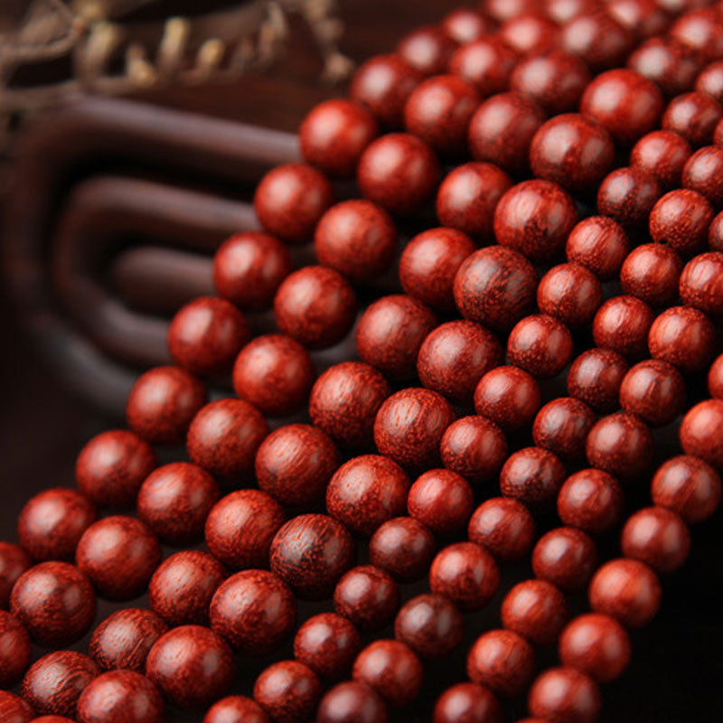 Tibetan Small Leaf Red Sandalwood 108 Beads Mala Meditation Bracelet