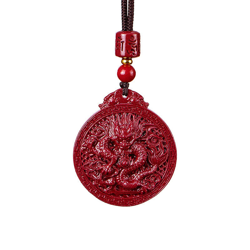 Year of the Dragon Natural Cinnabar Dragon Protection Necklace Pendant