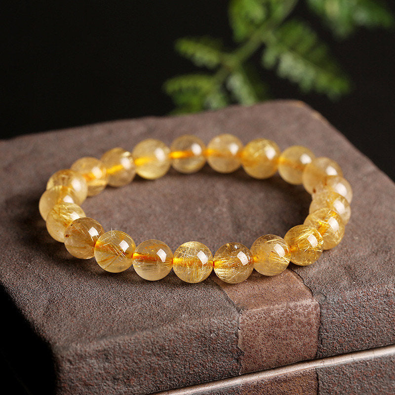 Natural Citrine Round Gemstone Energy Bracelet