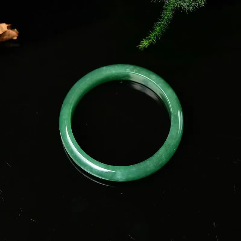 Authentic Natural Jade Stone Polished Solid Bangle Bracelet
