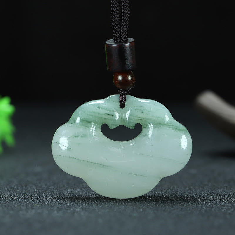 Tianshan Jade Golden Silk Jade Chinese Lock Charm Abundance Necklace Pendant