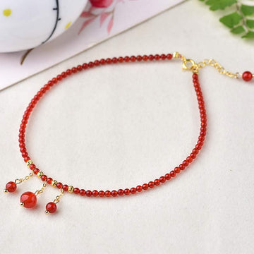 Natural Red Agate Stone Grounding Anklet for Logical Clarity