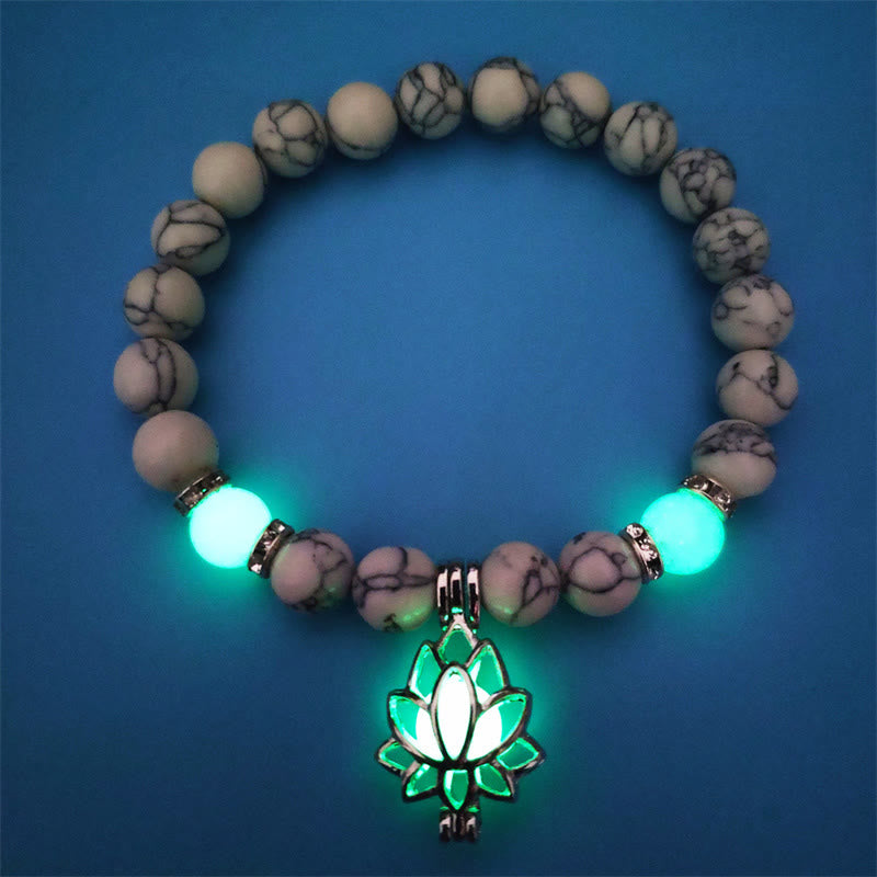 Tibetan Turquoise Glowstone Luminous Bead Lotus Protection Bracelet