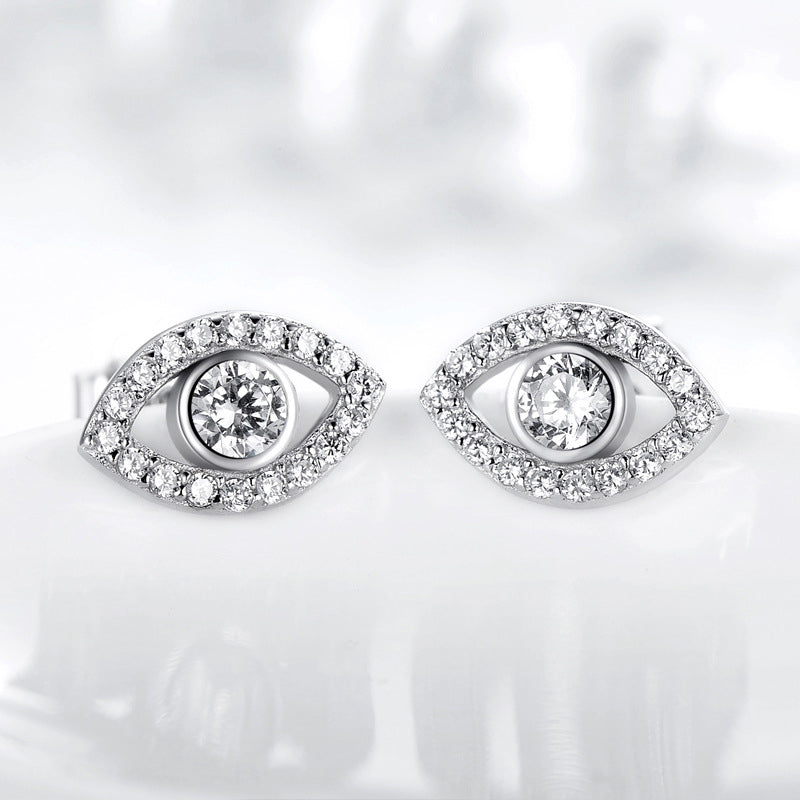 925 Sterling Silver Evil Eye Symbol Protection Stud Earrings