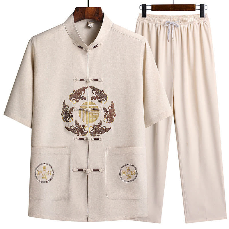 Tactile Breathable Mandarin Collar Qi Gong Men's Meditation Set