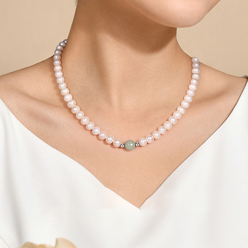 925 Sterling Silver Natural Pearl Jade Healing Necklace Bracelet Earrings With Gift Box