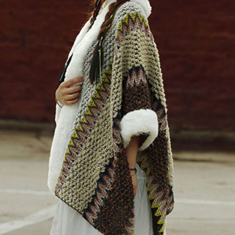 Tactile Striped Knitted Travel Meditation Tibetan Shawl