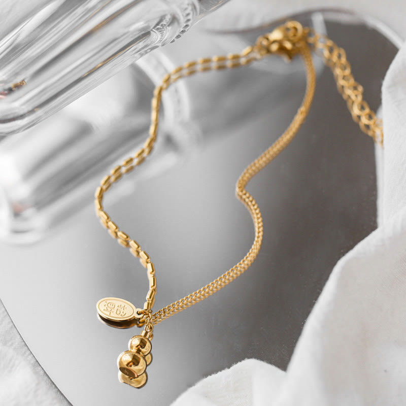 18k Gold Plated Copper Lucky Gourd Design Wealth Buckle Anklet