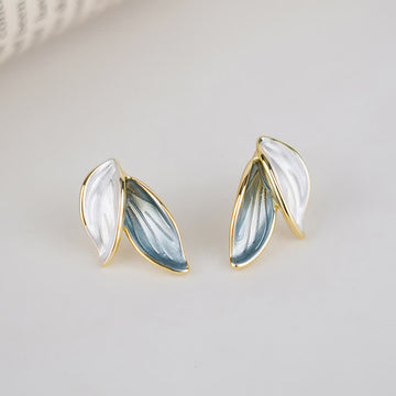 Minimalist Botanical Copper Leaf Design Stud and Clip-On Earrings