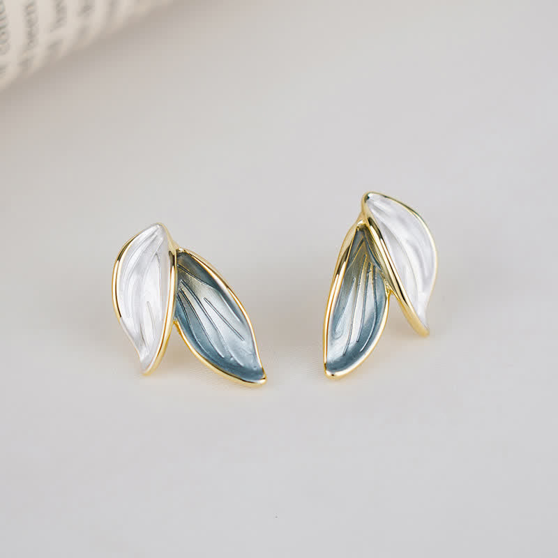Minimalist Botanical Copper Leaf Design Stud and Clip-On Earrings