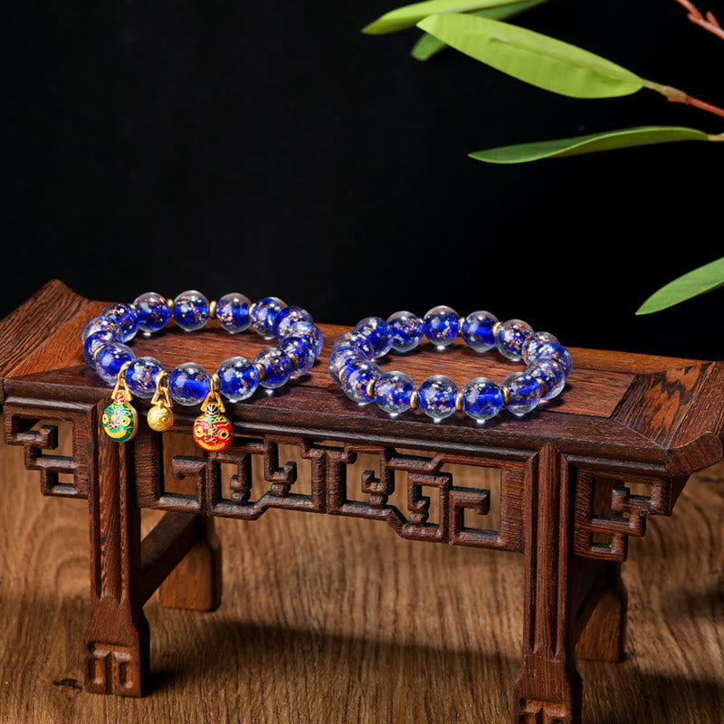 Handmade Luminous Liuli Glass Pixiu Gold Swallowing Beast Success Bracelet