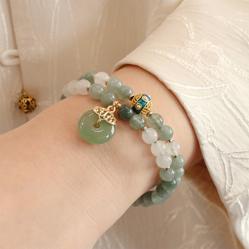 Single Double Layer Jade Peace Buckle Luck Bracelet