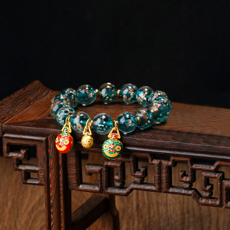 Handmade Luminous Liuli Glass Pixiu Gold Swallowing Beast Success Bracelet