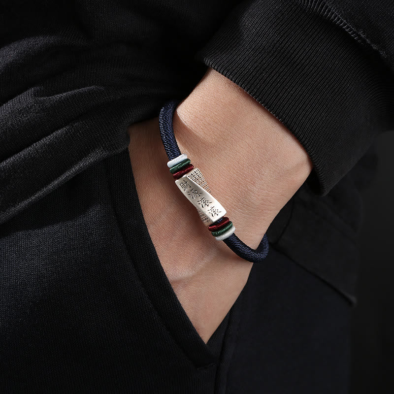 Handmade 999 Sterling Silver String Buckle Blessing Bracelet