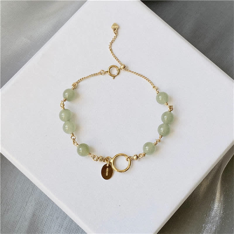 Unique Natural Hetian Jade 14K Gold filled Luck Beaded Bracelet