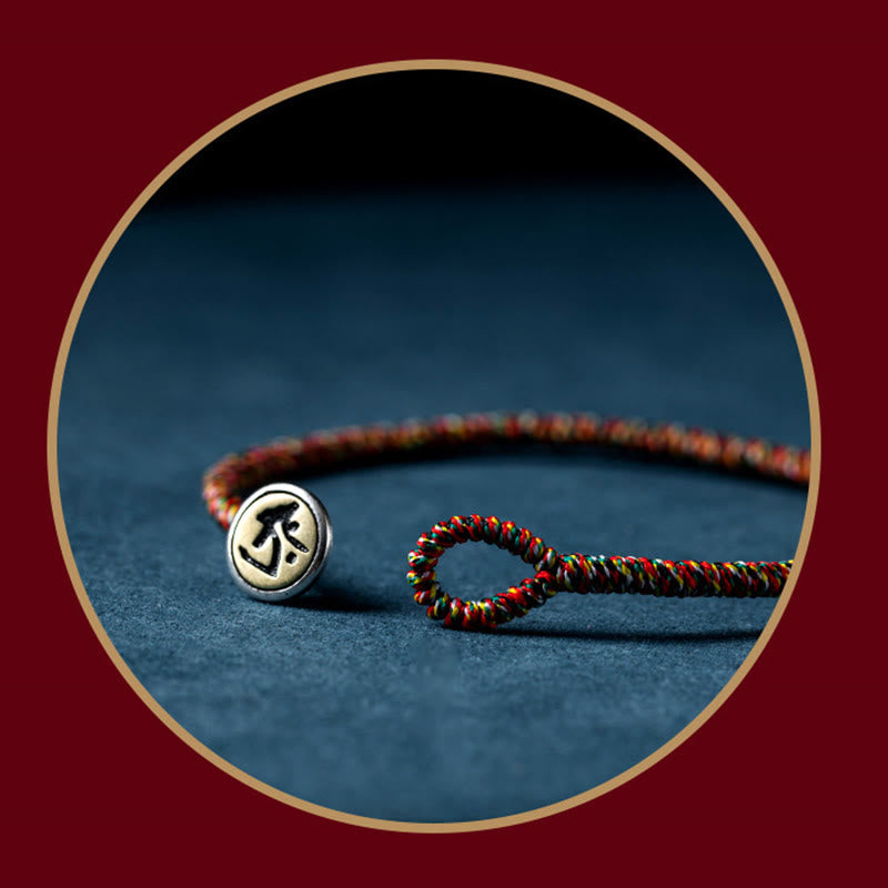 Handmade 925 Sterling Silver & Cinnabar Zodiac Guardian Buddha Red String Bracelet