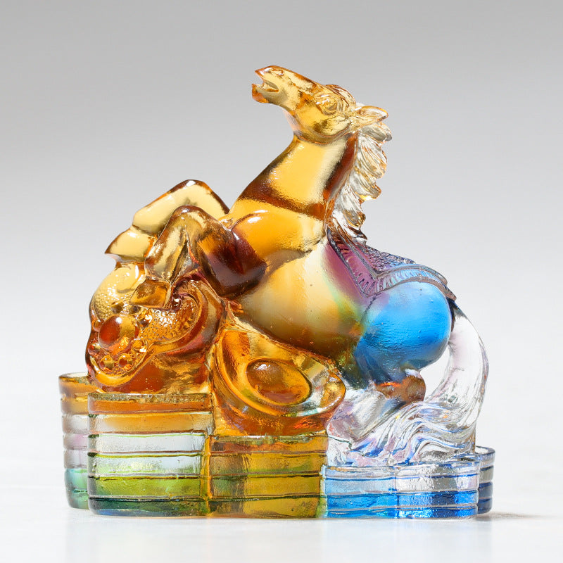 Year of the Dragon Handmade 12 Chinese Zodiac Liuli Crystal Art Piece Protection Home Office Decoration