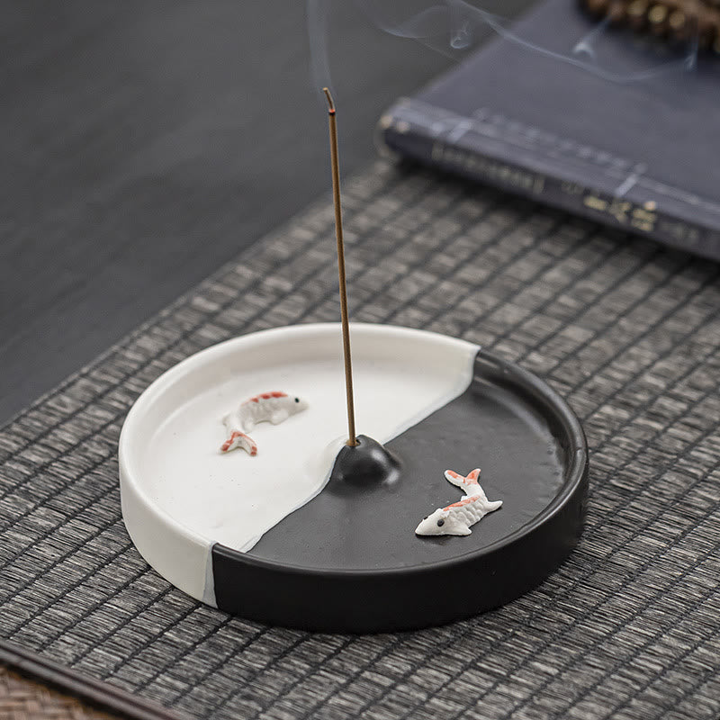 Hand-Painted Koi Fish Ceramic Stick Incense Burner