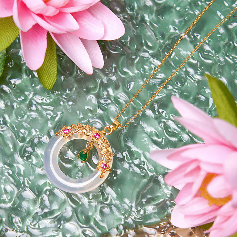 Green Chalcedony Peace Buckle Design Strength Necklace Pendant