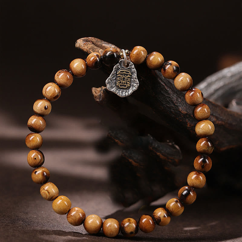 925 Sterling Silver Natural Golden Sea Willow Zakiram Goddess of Wealth Lucky fortune Fu Character Success Bracelet