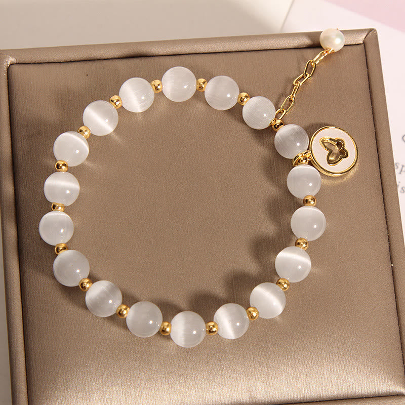 Cat's Eye Butterfly Charm Love Bracelet