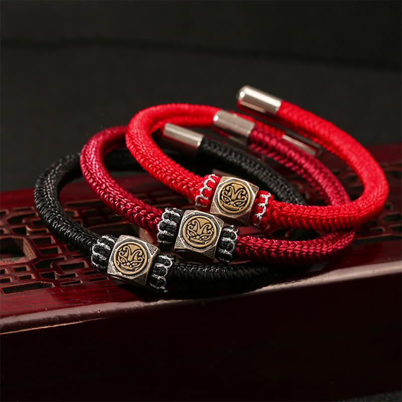 925 Sterling Silver Red String Hand-Braided Endless & Vajra Knot Bracelet