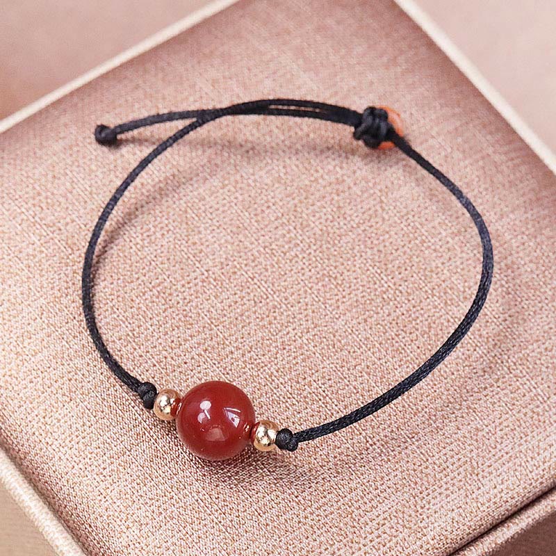 Natural Red Agate Chalcedony Self-acceptance Confidence String Bead Bracelet Necklace Pendant