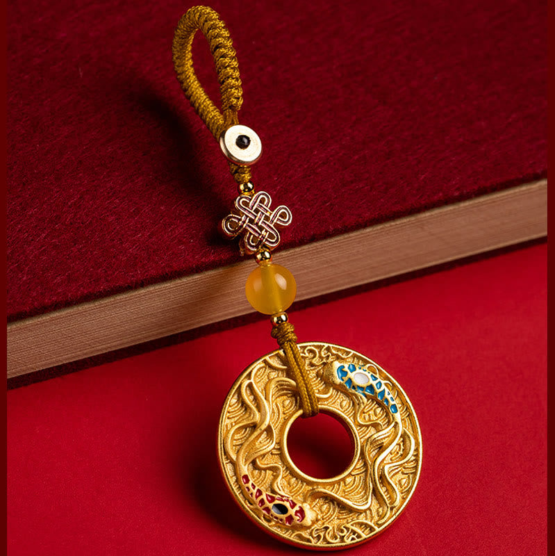 Double Koi Fish Peace Buckle Wealth Luck Key Chain