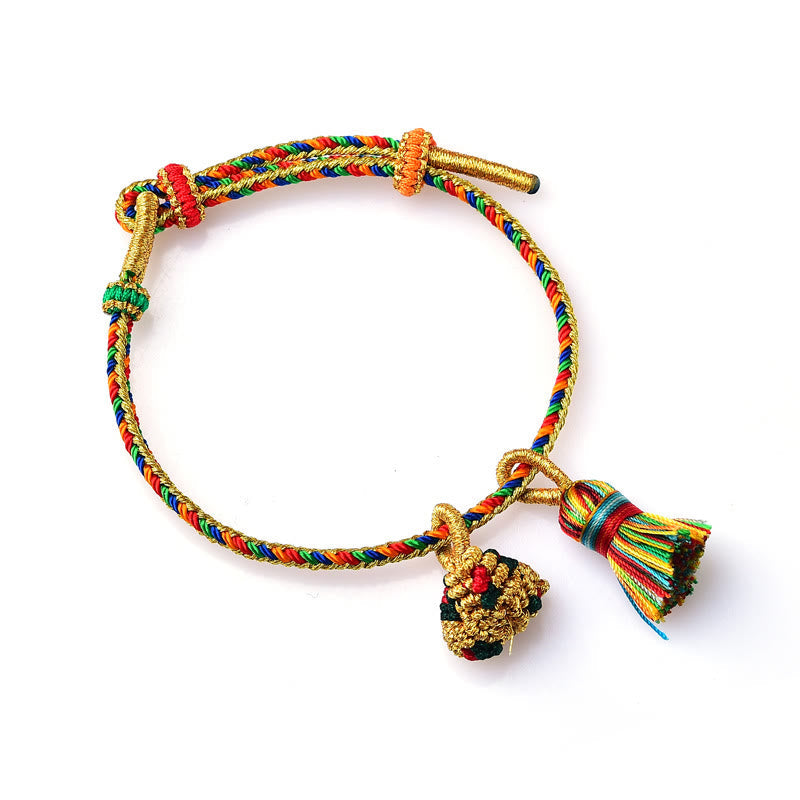 Colorful Rope Luck Handmade Zongzi Golden Ball Charm Bracelet