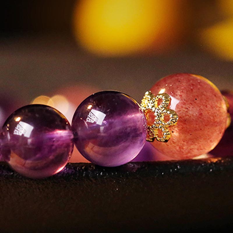 Natural Citrine Amethyst Rutilated Quartz Prosperity Protection Bracelet