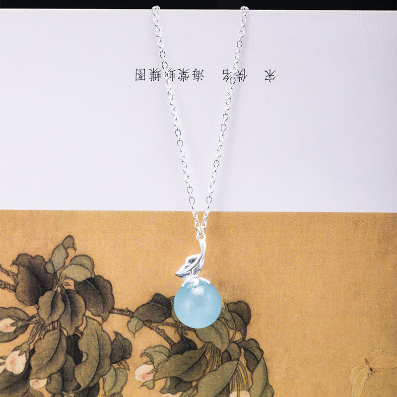 925 Sterling Silver Natural Aquamarine Leaf Flower Peace Earrings Necklace
