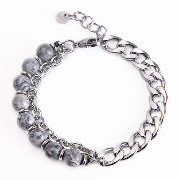 Picasso Jasper and Steel Chian Mixed Strength Bracelet